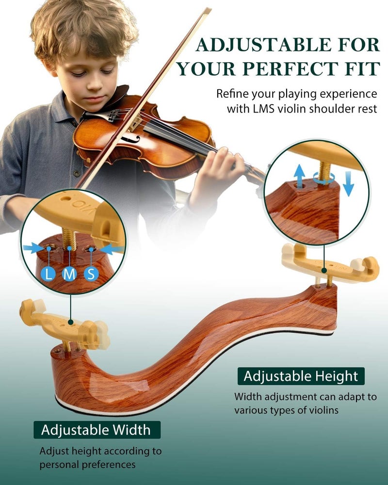 LMS Violin Shoulder Rest 1/2 1/4 Full Size, Hollowed Out Foam Shoulder Rest for Violin Accessories for Beginner Shoulder Rest Pad with Mute Rosin, Ergonomic for Prolonged Play (Coffee, 1/2, 1/4) - Image 5